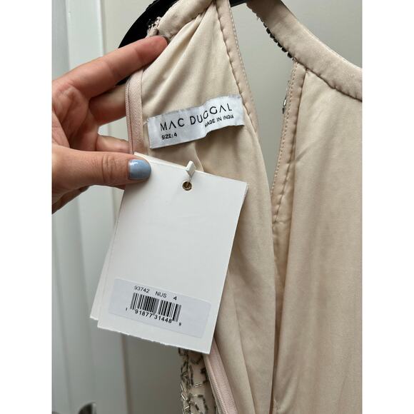 NEW Mac Duggal 93742 Studded Halter Neckline Sheath Dress Nude size 4 - Picture 8 of 8